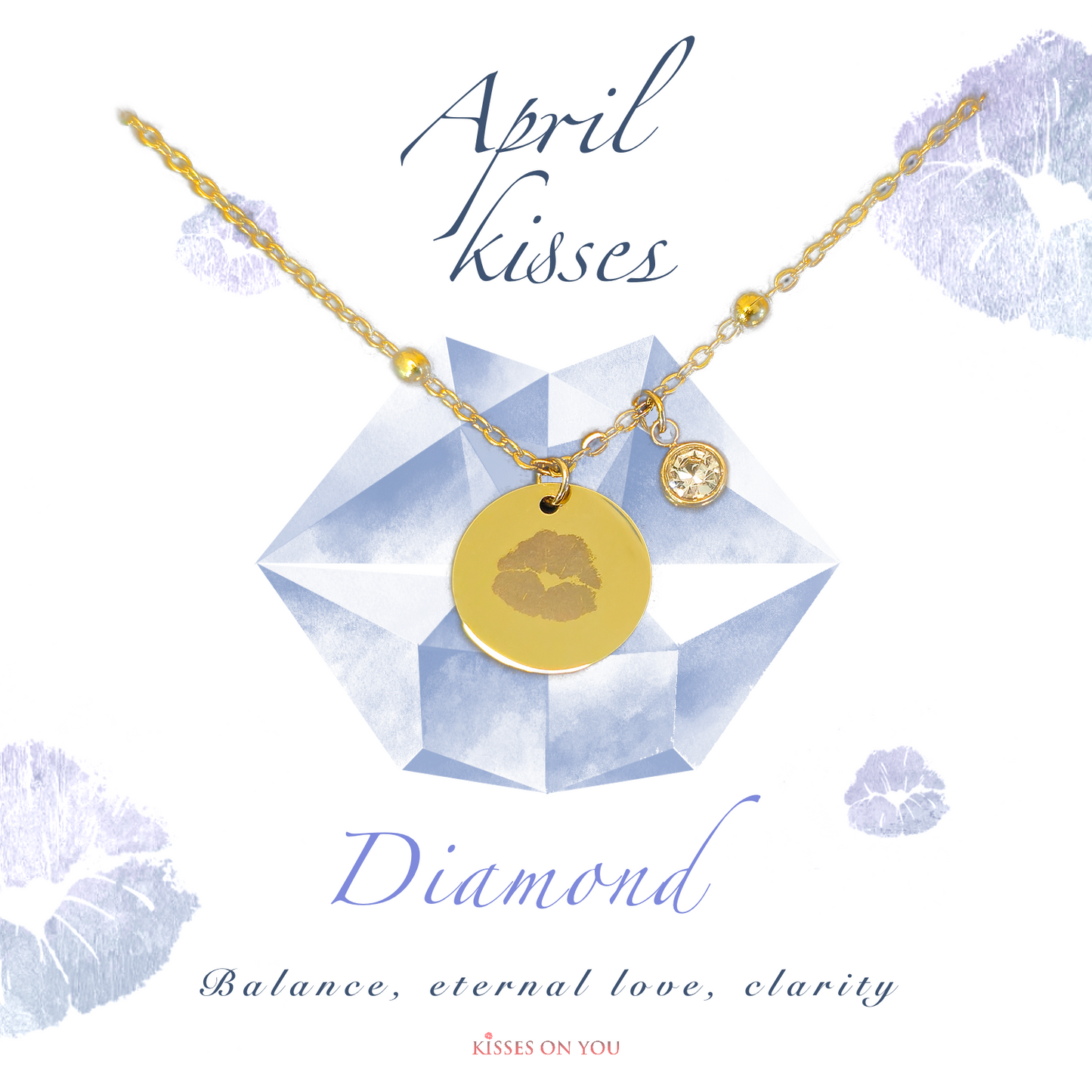 April Kisses Birthstone 14k Gold Plated Disc Necklace