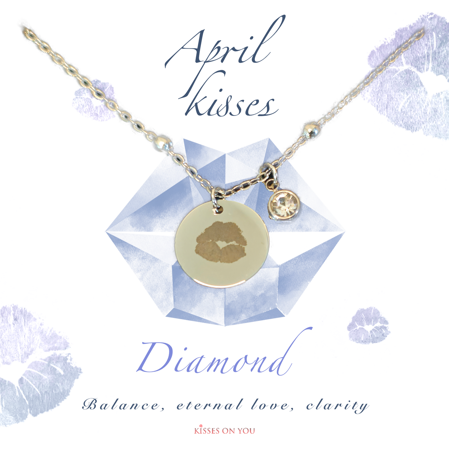April Kisses Birthstone Stainless Steel Disc Necklace