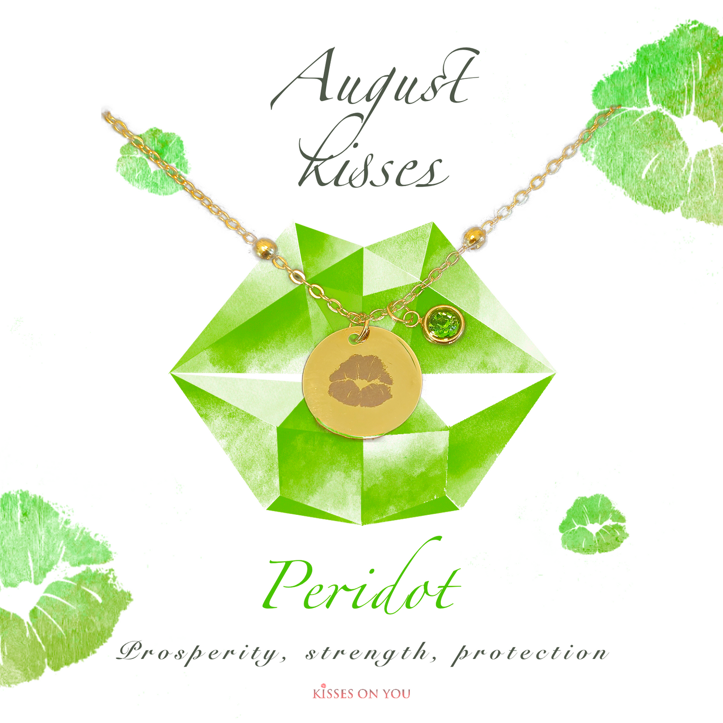 August Kisses Birthstone 14k Gold Plated Disc Necklace