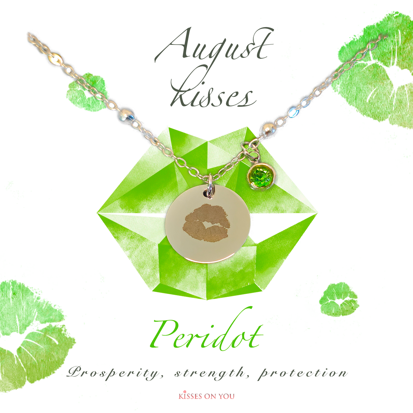 August Kisses Birthstone Stainless Steel Disc Necklace