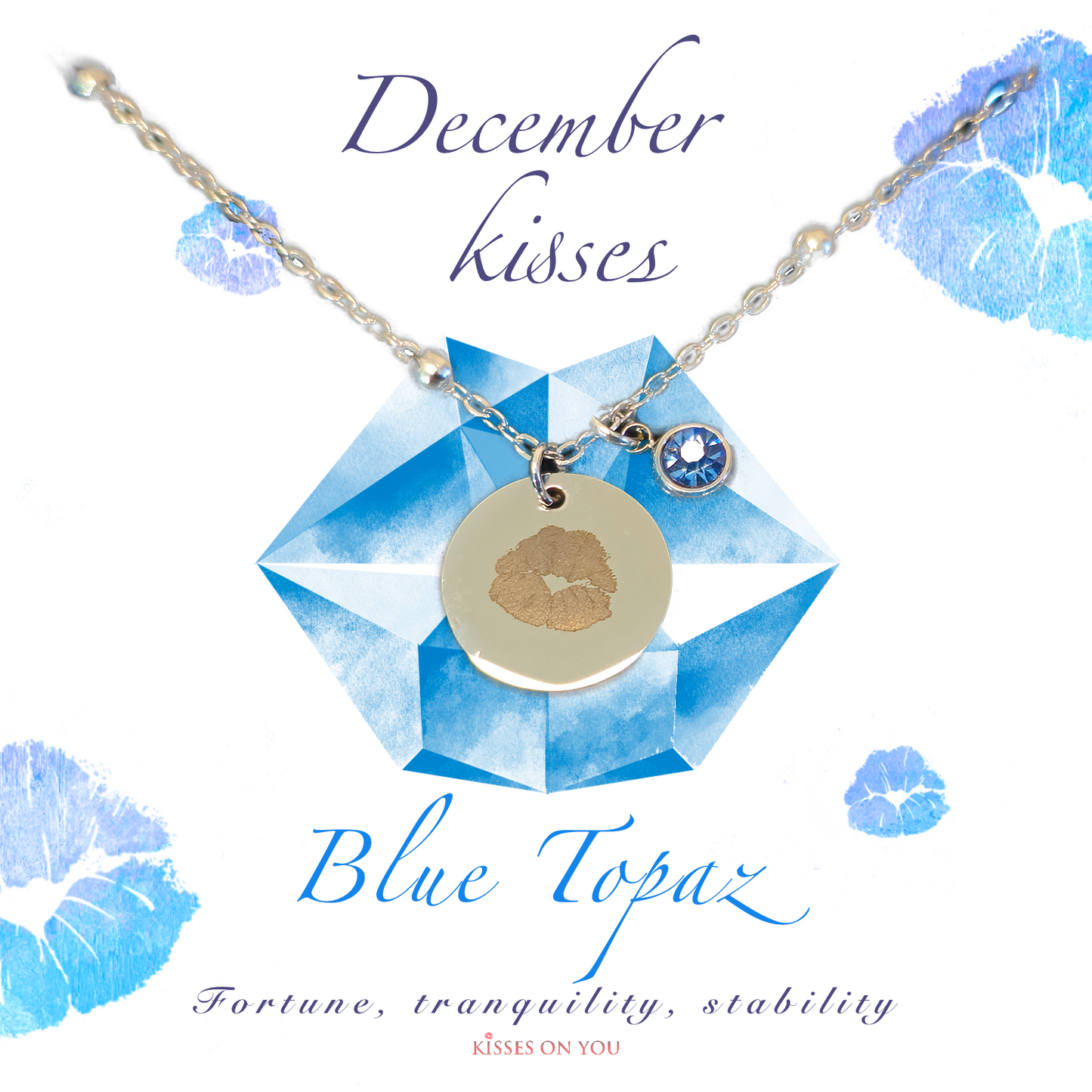 December Kisses Birthstone Stainless Steel Disc Necklace
