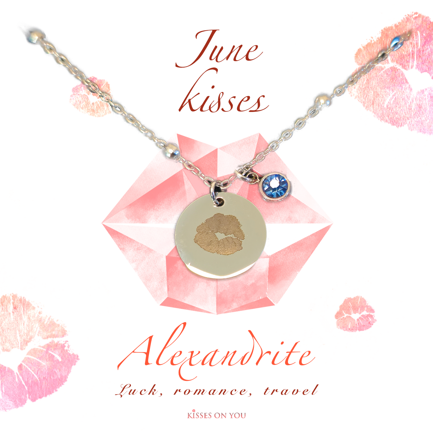 June Kisses Birthstone Stainless Steel Disc Necklace