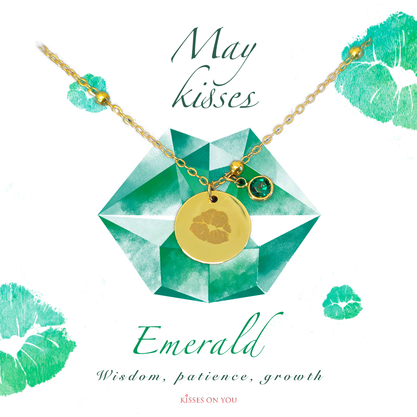 May Kisses Birthstone 14k Gold Plated Disc Necklace