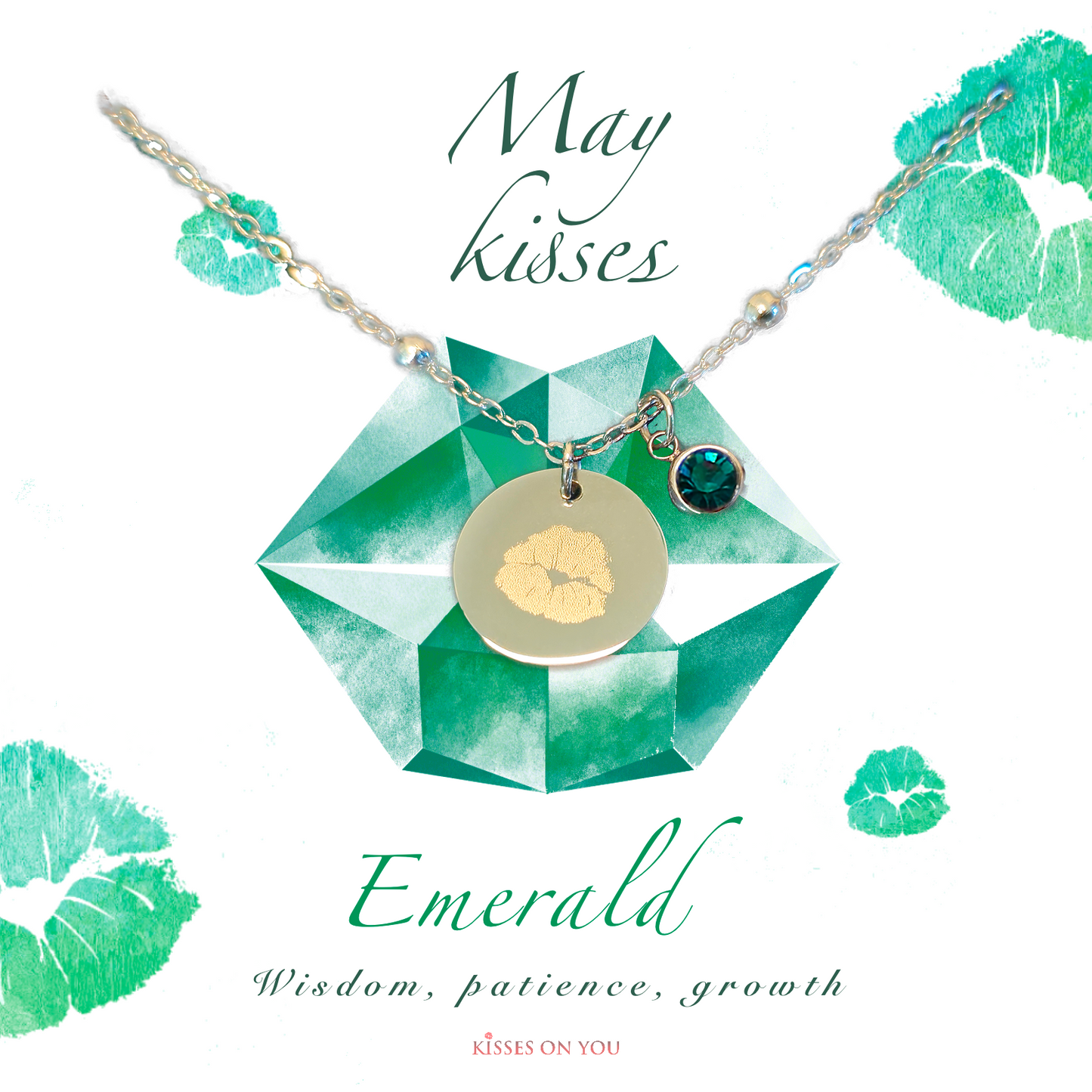 May Kisses Birthstone Stainless Steel Disc Necklace