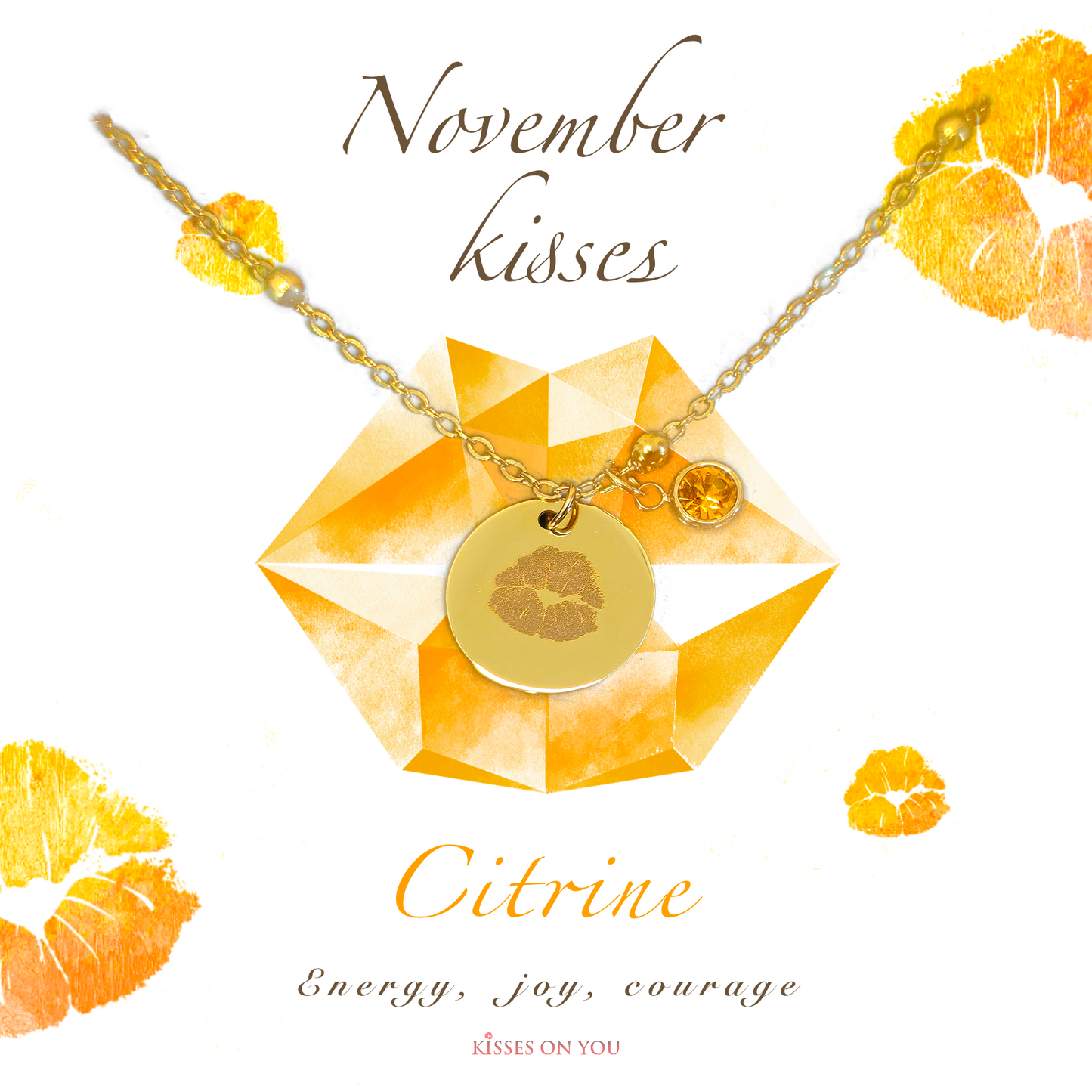 November Kisses Birthstone 14k Gold Plated Disc Necklace