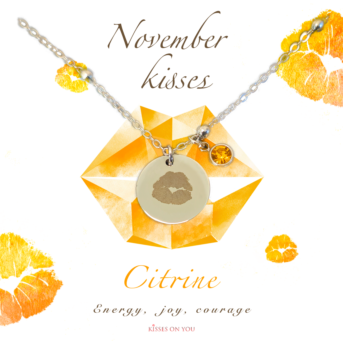 November Kisses Birthstone Stainless Steel Disc Necklace