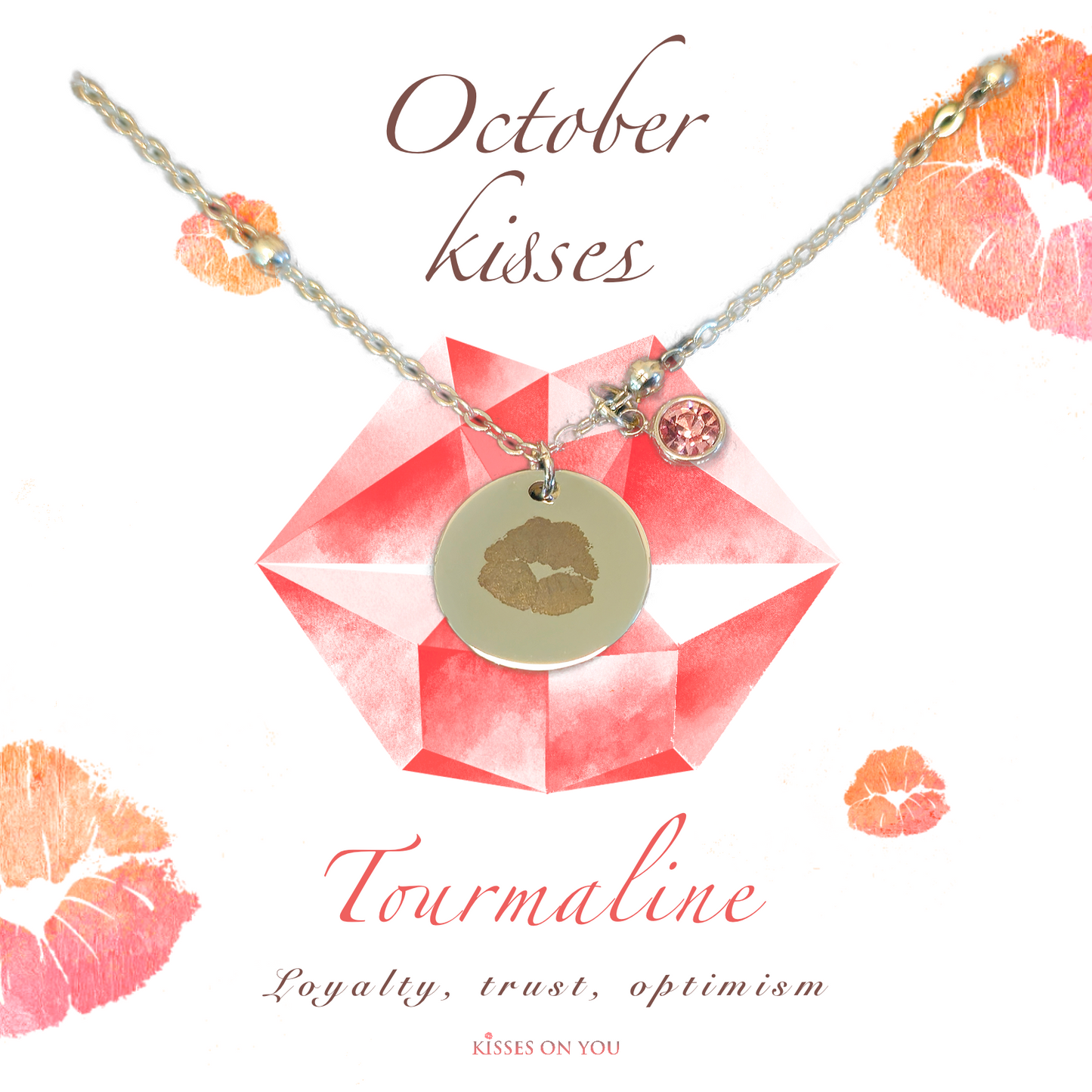 October Kisses Birthstone Stainless Steel Disc Necklace