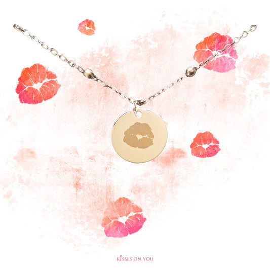 just a kiss stainless steel beaded chain kisses on you kiss pendant