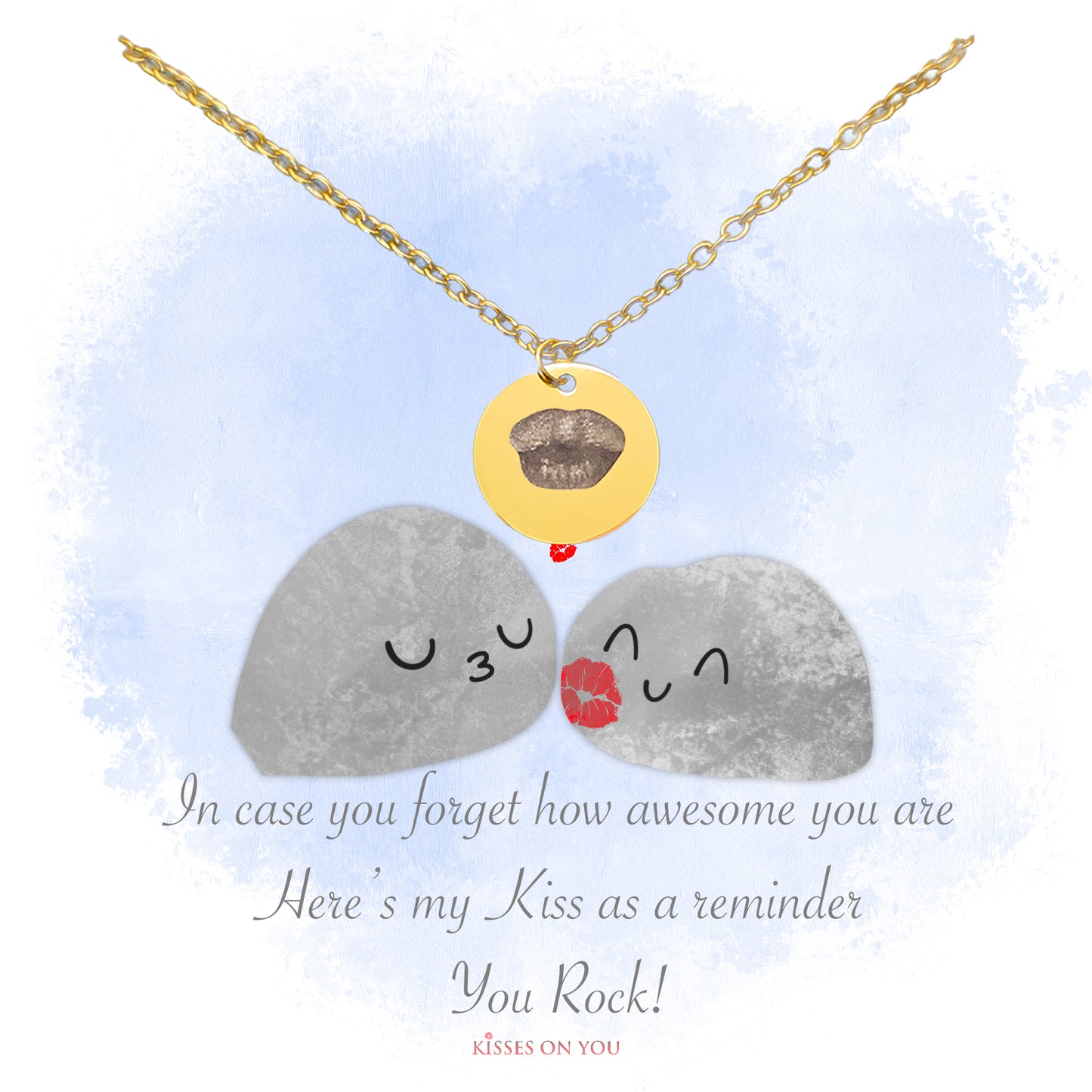 personalise your kisses rock 14k gold o-chain pendant