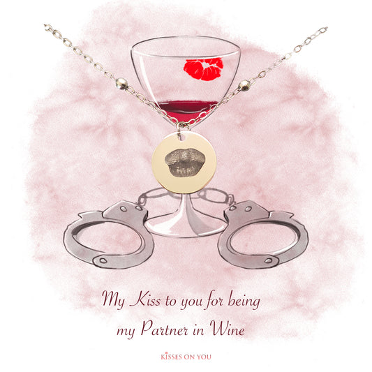 personalise your kisses partners wine stainless steeel beaded pendant
