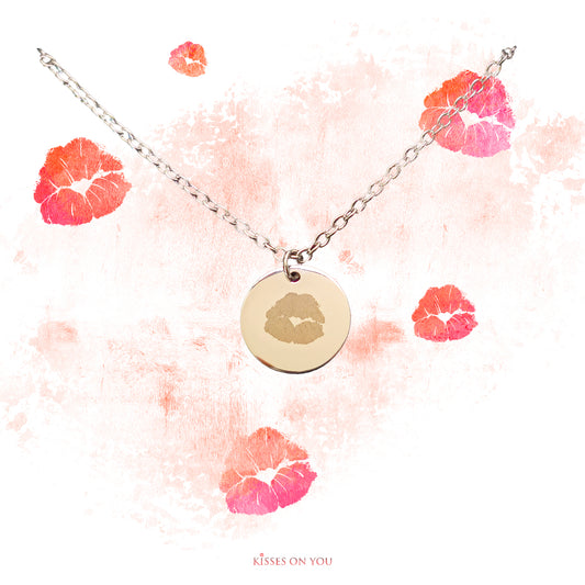 just a kiss stainless steel o chain kisses on you kiss pendant