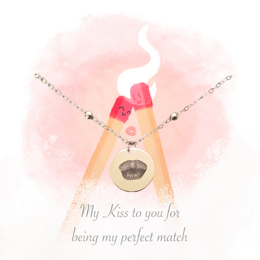 personalise your kisses match stainless steel beaded pendant