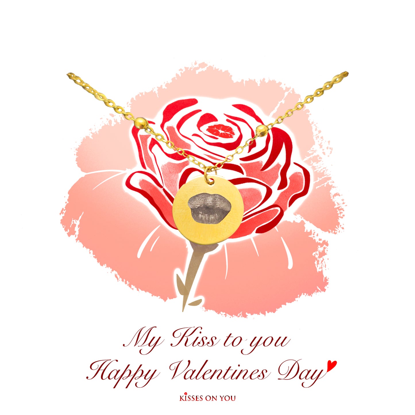 personalise your kisses rose 14k gold beaded pendant