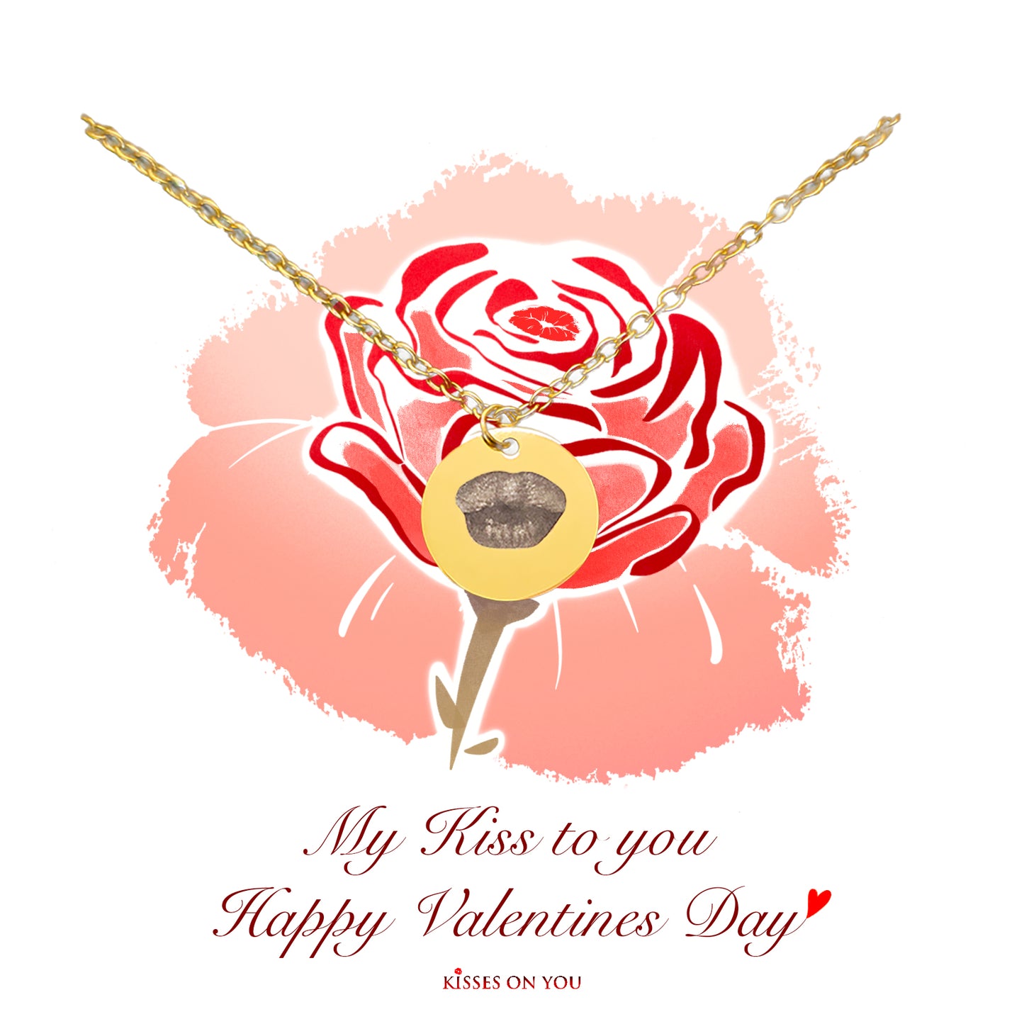 personalise your kisses rose 14k gold o-chain pendant