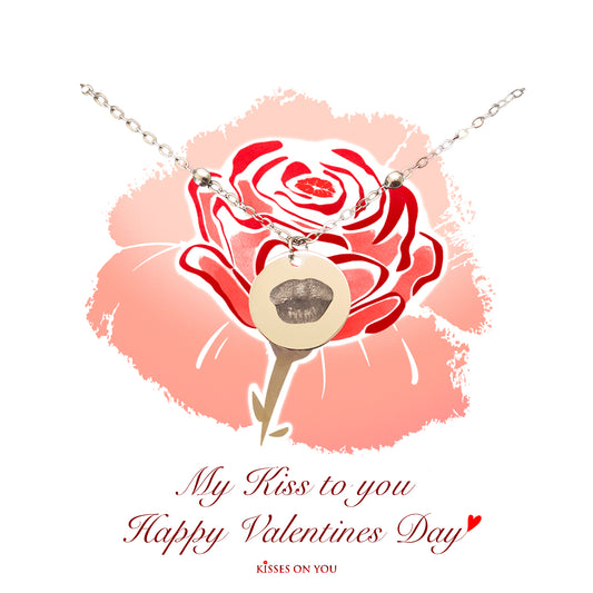 personalise your kisses rose stainless steel beaded pendant