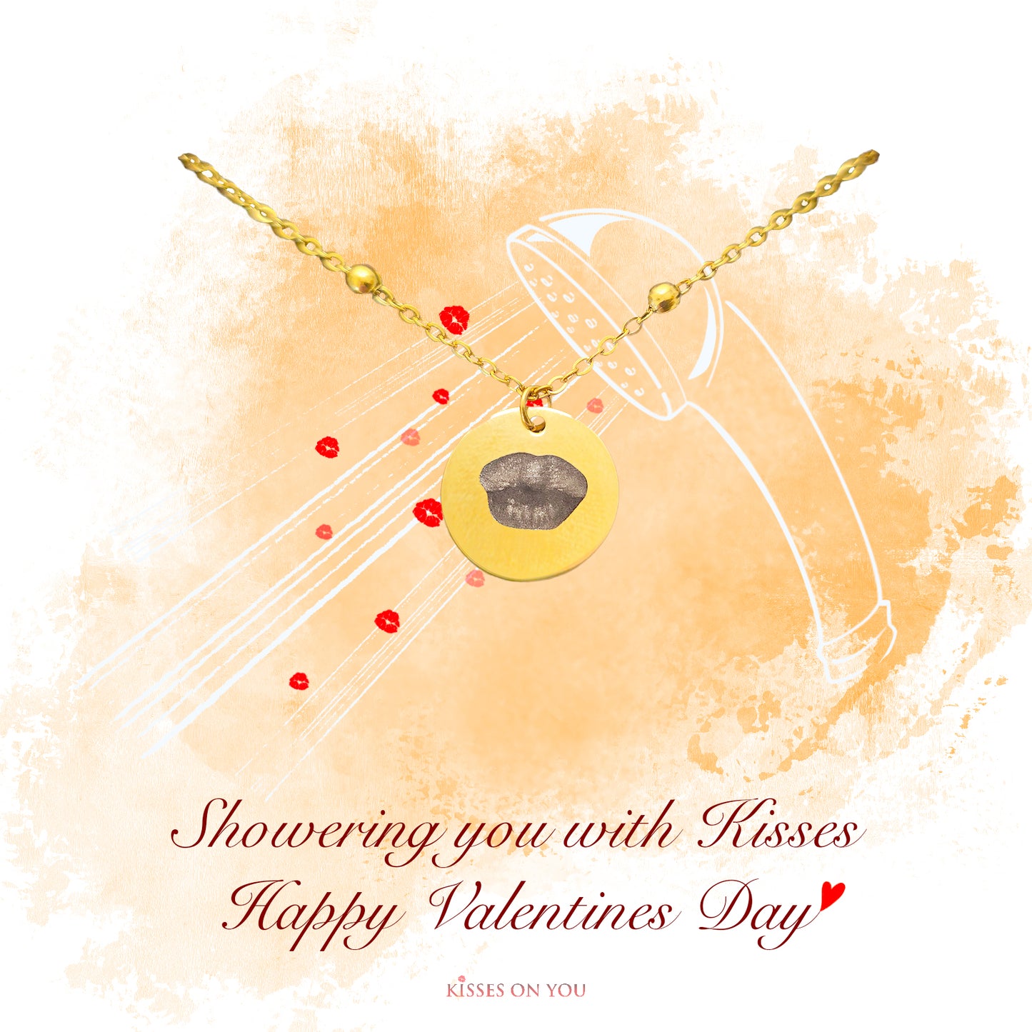 personalise your kisses shower 14k gold beaded pendant