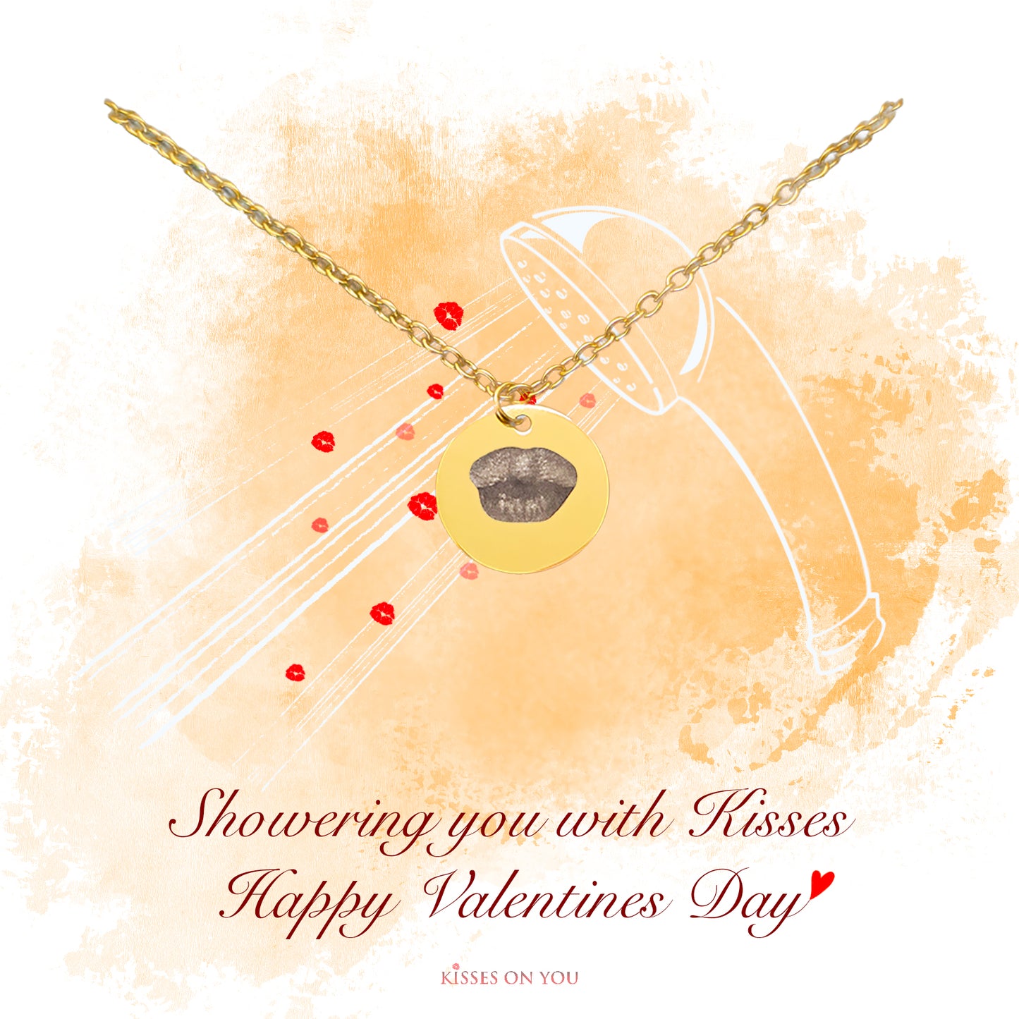 personalise your kisses shower 14k gold o-chain pendant